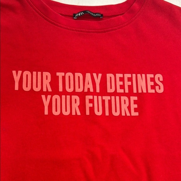Red Crew Neck T-Shirt Dress with Short Sleeve Your Today Defines Your Future Med - Picture 3 of 8